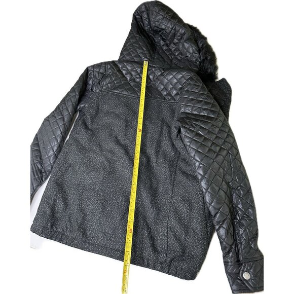 Volcom Women’s Jacket XS Black Quilted Faux Fur Hood Wool Blend Coat - Picture 10 of 10